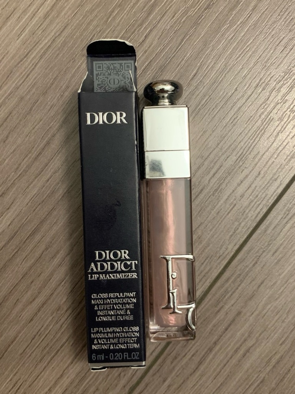 Dior Lip Maximizer Gloss — Shimmery Nude Pink with Silver Cap